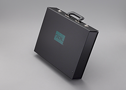 black portable sales case with handle