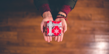 woman with a present in her hands